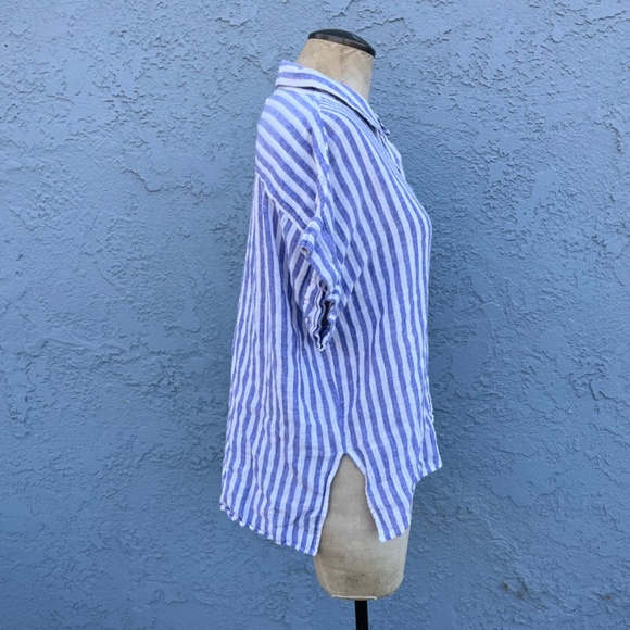 Rails Striped Blouse Cito shirt in large linen blend - Picture 8 of 9